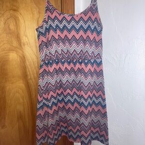 Roxy Pink and Blue Zigzag Casual Dress